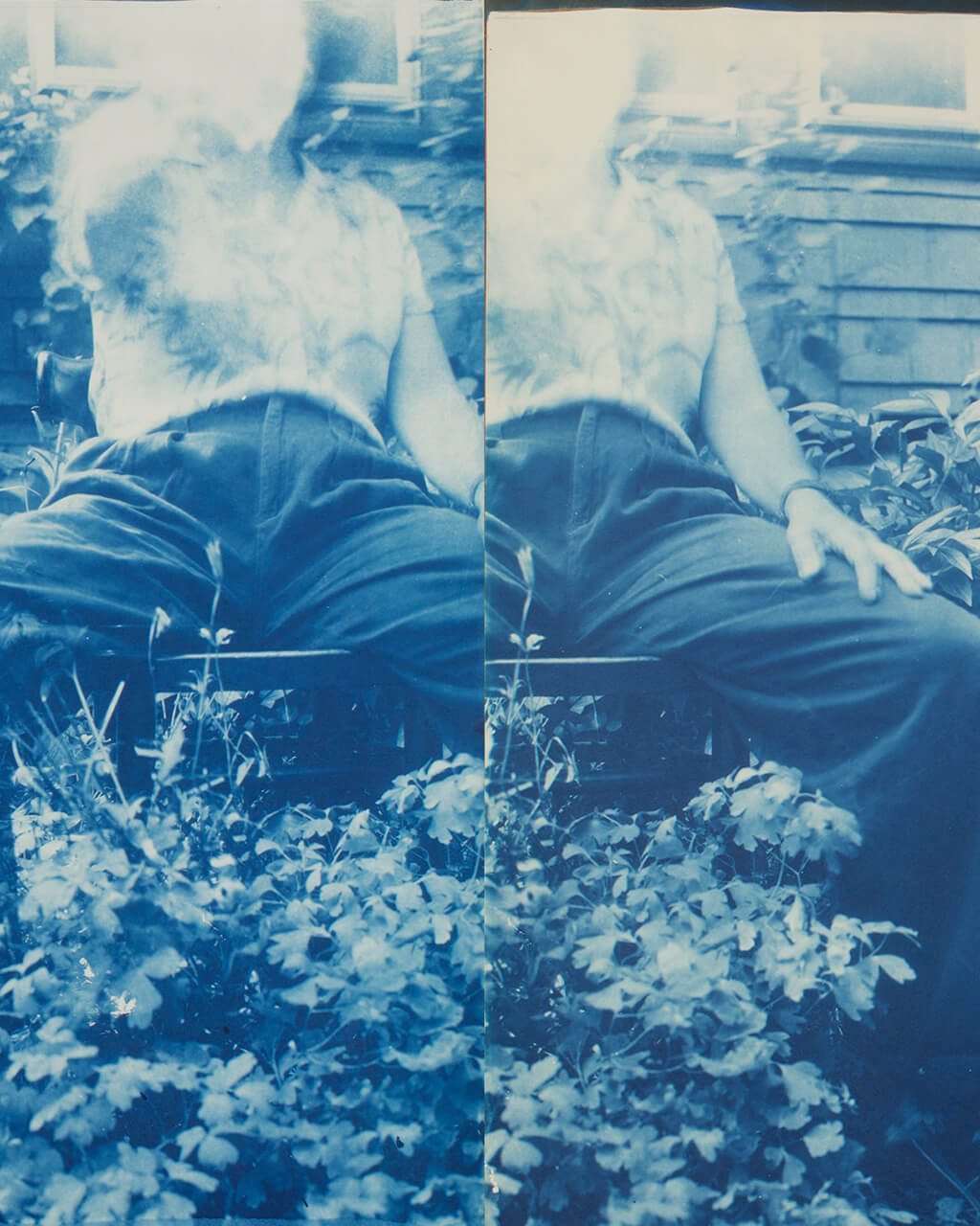 Prints of a person reclining in a garden.