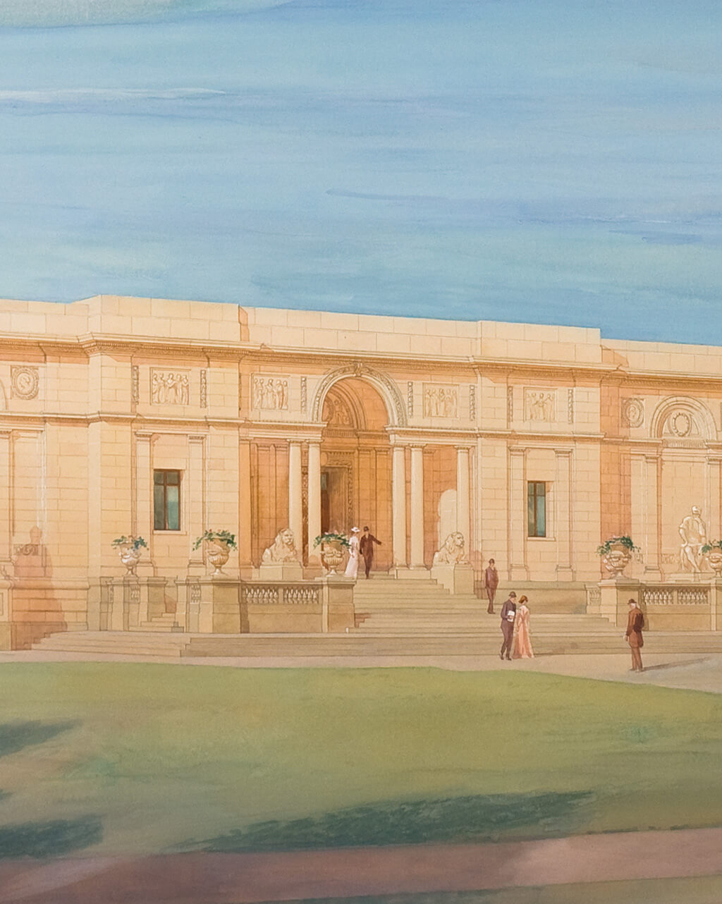 Watercolor painting of the 1913 museum building.