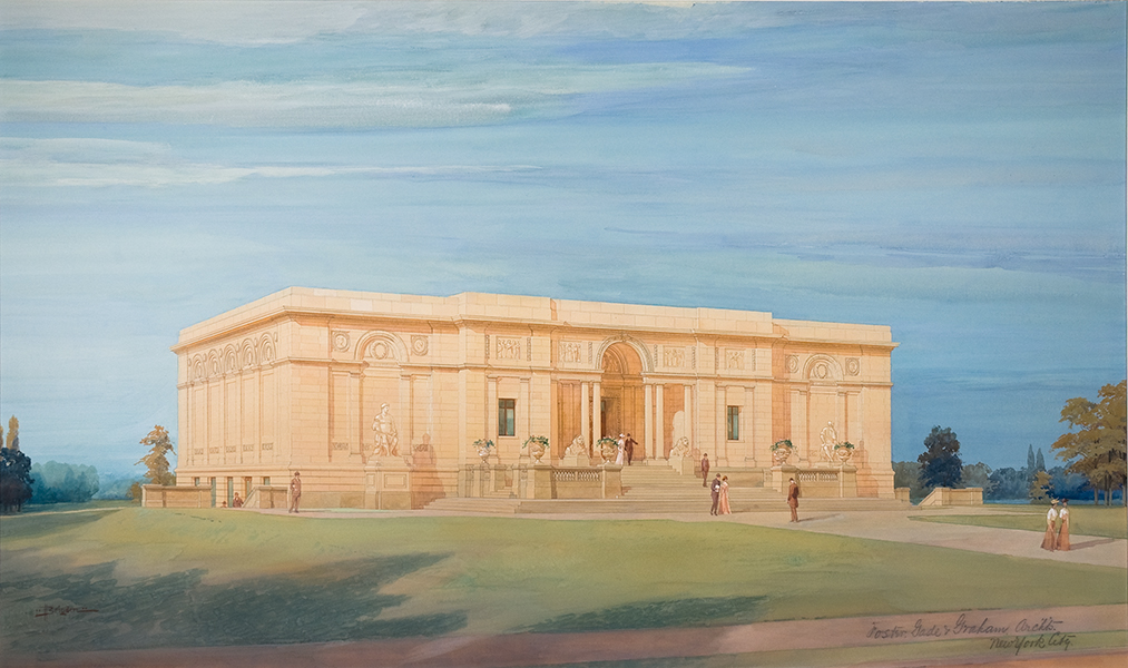 Watercolor painting of the 1913 museum building.