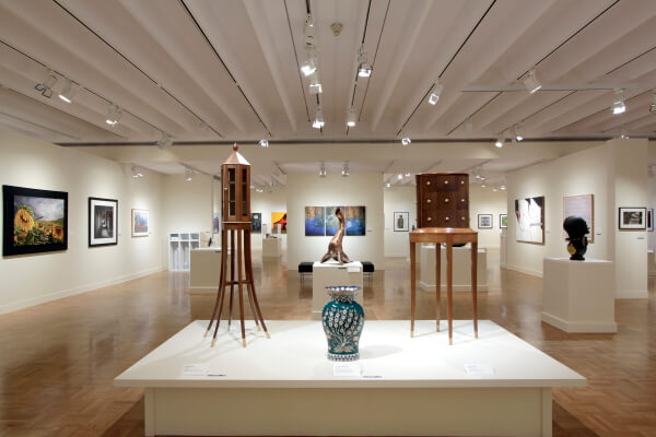 Works of art from the 63rd Rochester-Finger Lakes Exhibition in the Grand Gallery.