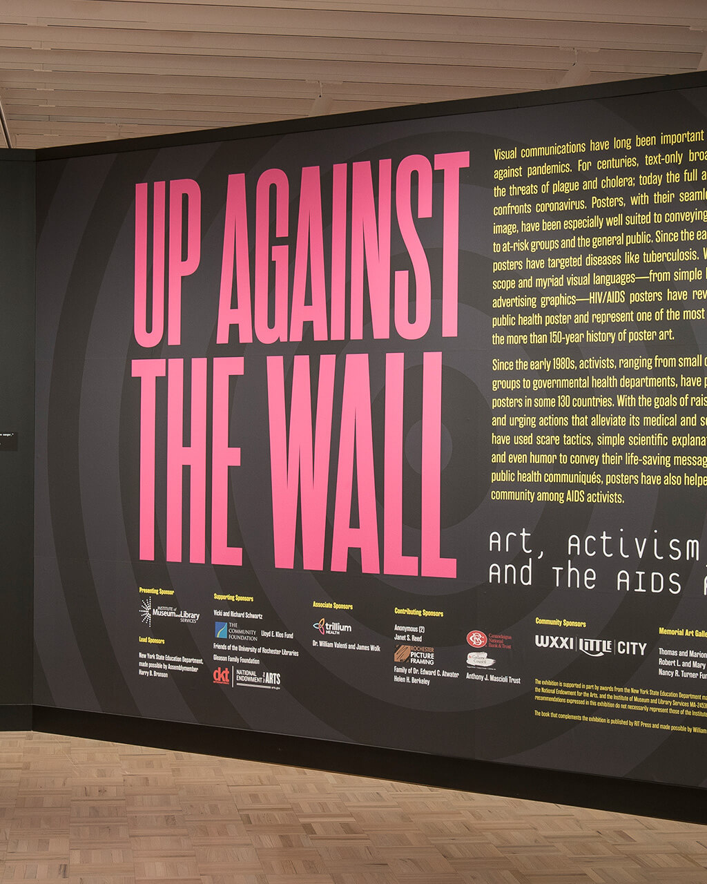 Title wall of "Up Against the Wall."