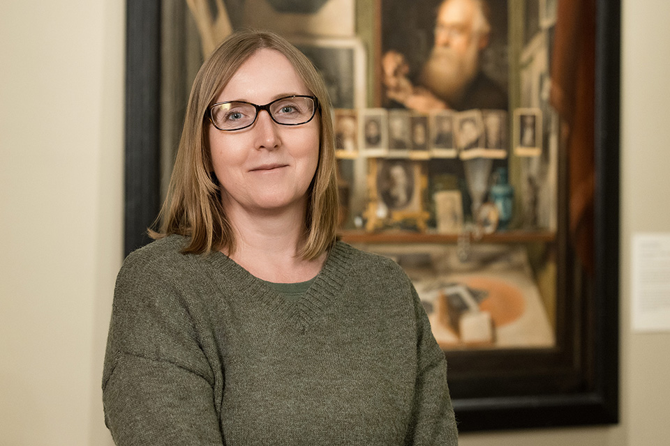 Barbara Kintzel standing in the galleries