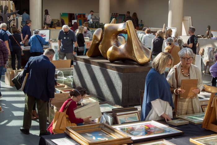 People browsing works of art at Art & Treasures 2022.