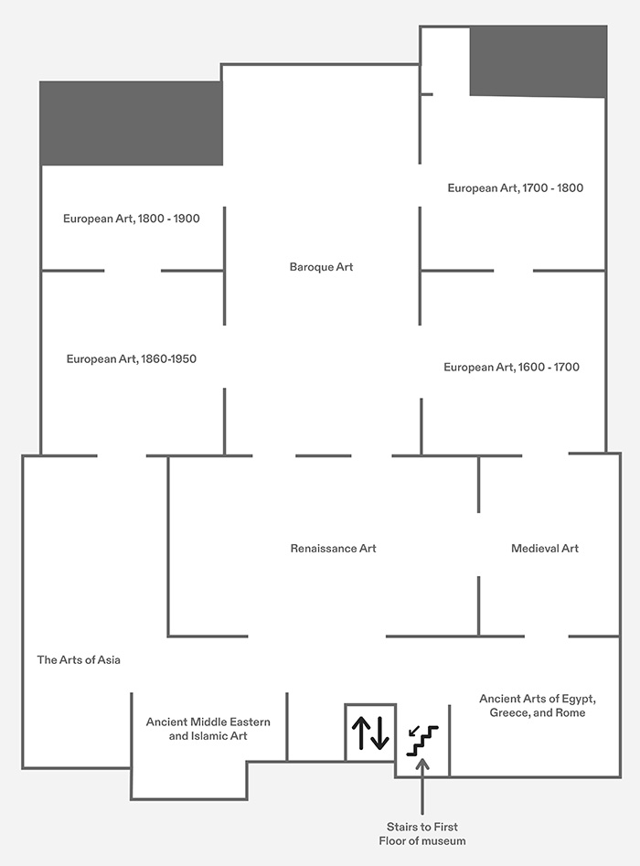 Map of the second floor of the galleries
