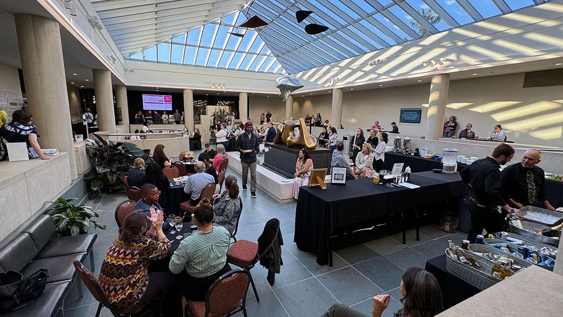 People filling the Vanden Brul Pavilion at the 2024 teacher open house.