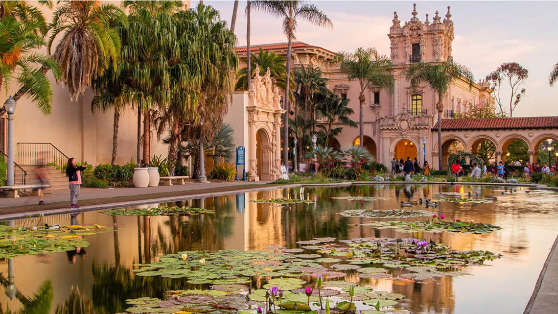 The Botanical Building and Lily Pond in Balboa Park, San Diego.