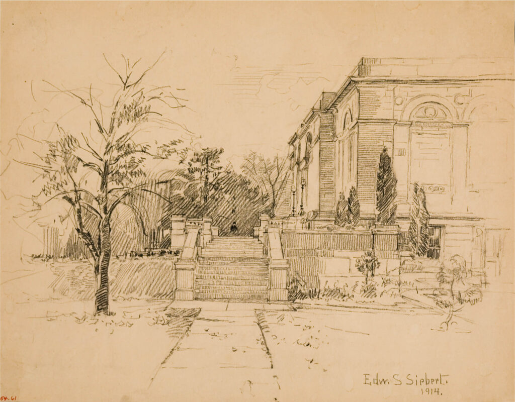 A drawing of the east side of MAG's 1913 building.