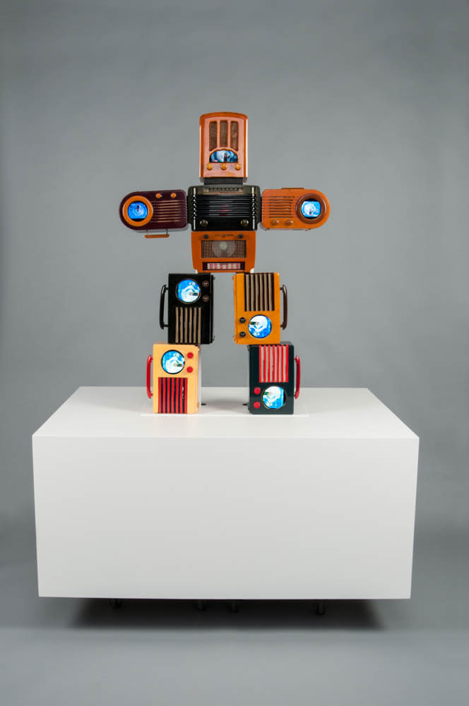 Robot made out of televisions.
