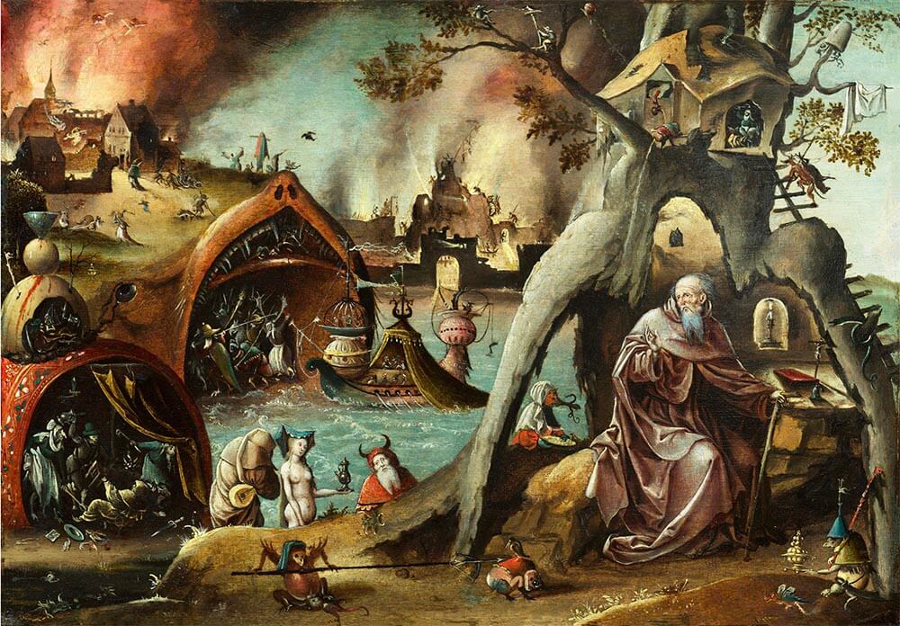 Very intricate painting of the Temptation of Saint Anthony.