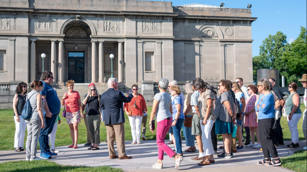Members are led on a tour of the Centennial Sculpture Park.