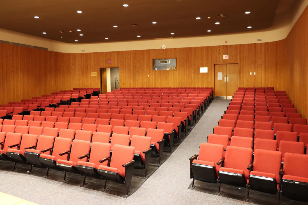 MAG's auditorium, as seen from the stage.