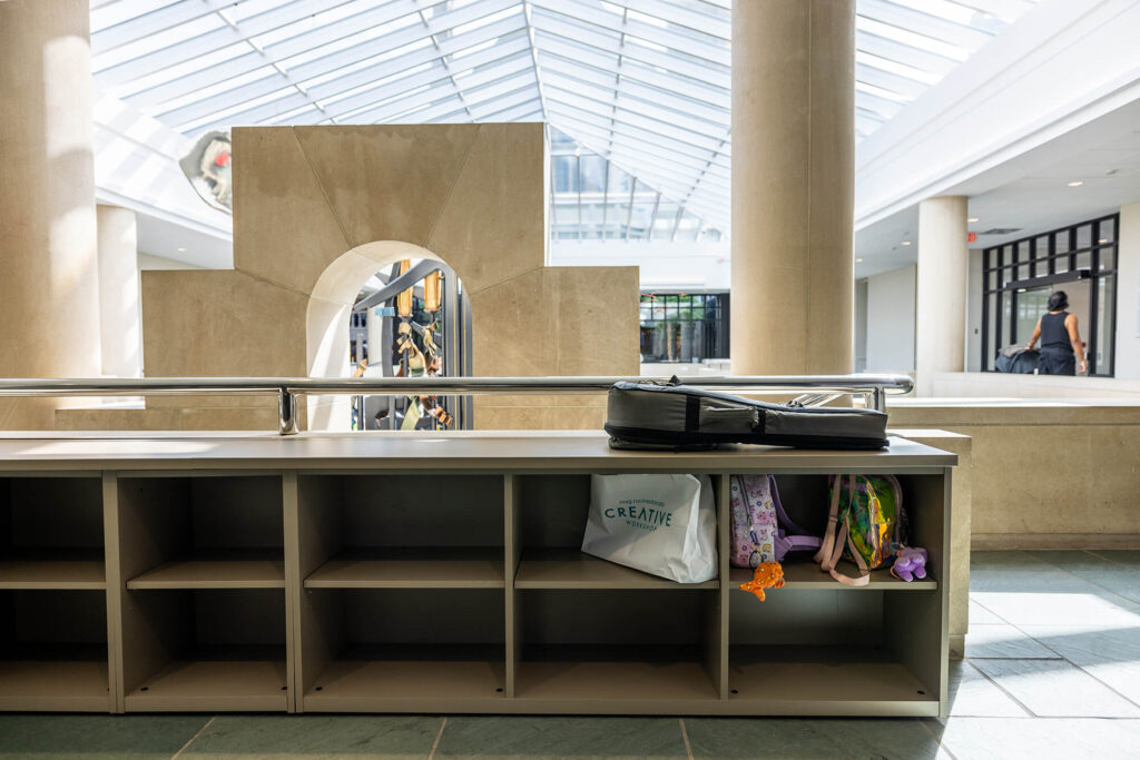 Cubbies in the Vanden Brul Pavilion for backpacks, water bottles, and other materials that can't be taken into the museum galleries.